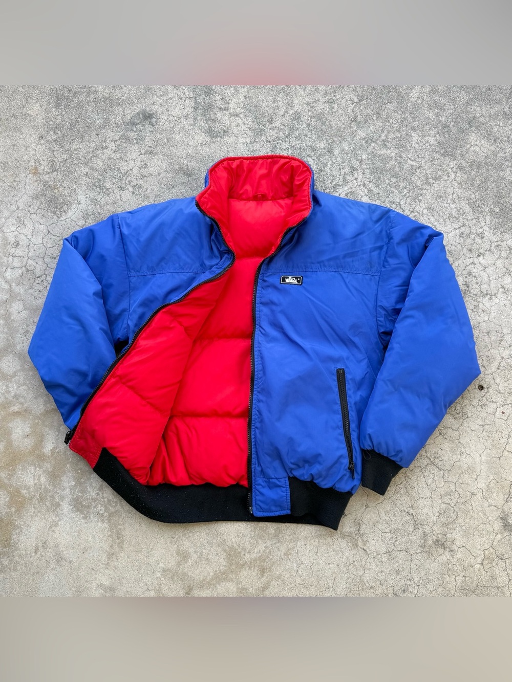 Vintage 80’s WOOLRICH Reversible Red / Blue Down Puffer Jacket  Small